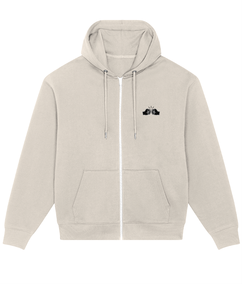 We Run Tings, Original, Men's Full-Zip Badda Hoodie, Relaxed Fit, Black Block Logo