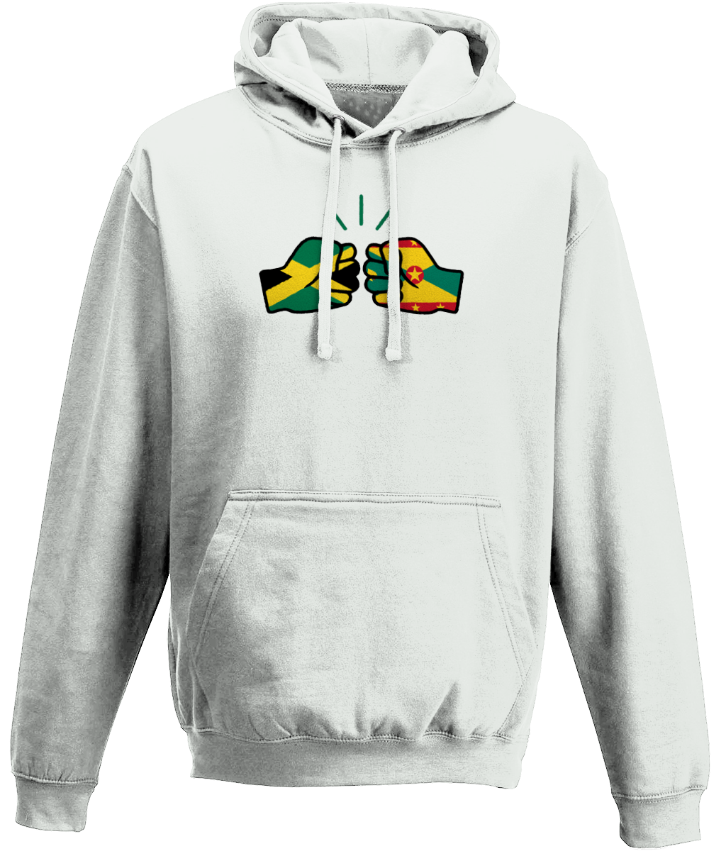 We Run Tings, Jamaica & Grenada, Dual Parentage, Unisex, Pull On Hoodie, Standard, Classic Fit, Green Stripe & Outline