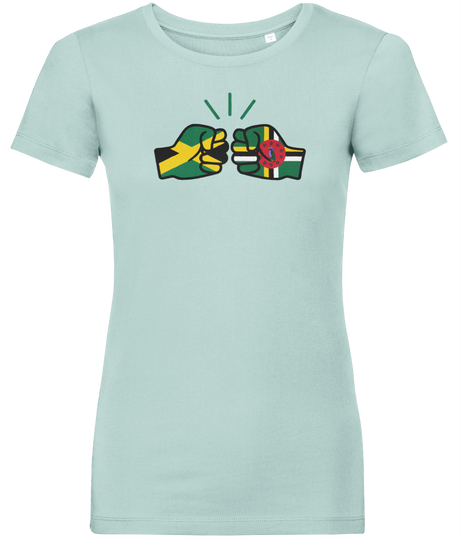 We Run Tings, Jamaica & Dominica, Dual Parentage, Women's, Organic Ring Spun Cotton T-Shirt, Outline
