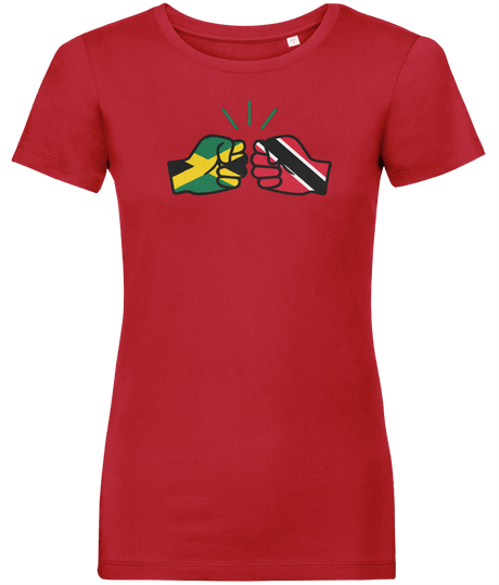 We Run Tings, Jamaica & Trinidad & Tobago, Dual Parentage, Women's, Organic Ring Spun Cotton T-Shirt, Outline