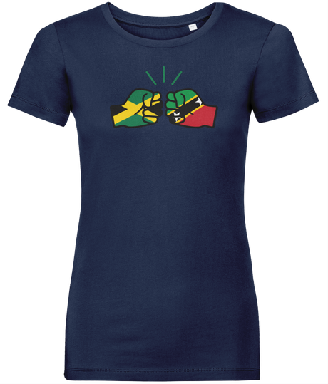 We Run Tings, Jamaica & St. Kitts, Dual Parentage, Women's, Organic Ring Spun Cotton T-Shirt, Outline