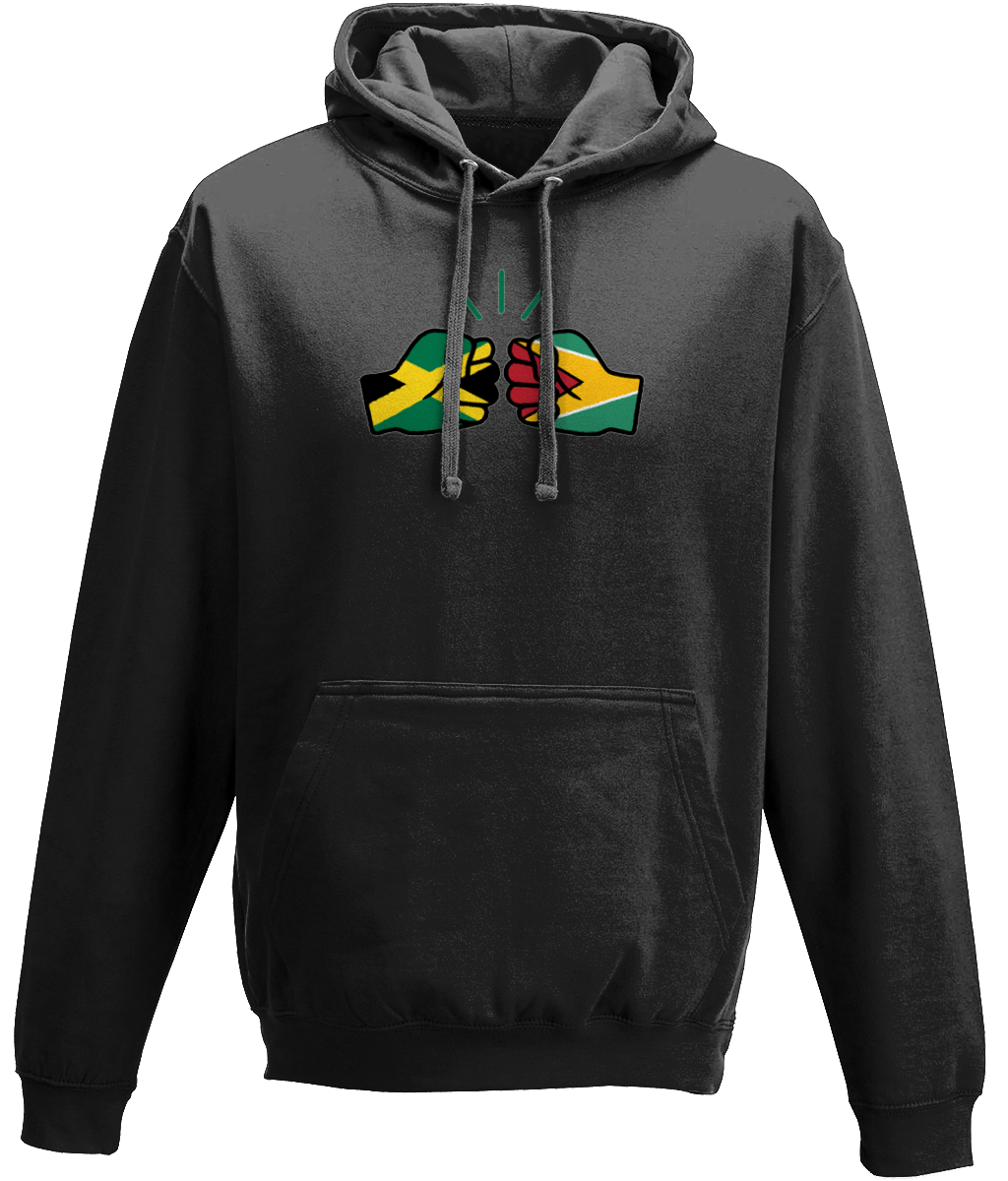 We Run Tings, Jamaica & Guyana, Dual Parentage, Unisex, Pull On Hoodie, Standard, Classic Fit, Green Stripe & Outline