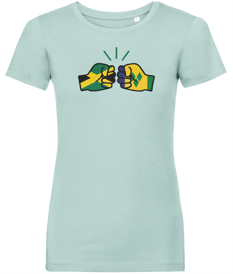We Run Tings, Jamaica & St. Vincent, Dual Parentage, Women's, Organic Ring Spun Cotton T-Shirt, Outline