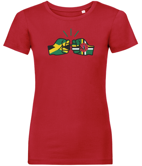 We Run Tings, Jamaica & Dominica, Dual Parentage, Women's, Organic Ring Spun Cotton T-Shirt, Outline