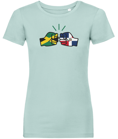 We Run Tings, Jamaica & Dominican Republic, Dual Parentage, Women's, Organic Ring Spun Cotton T-Shirt, Outline