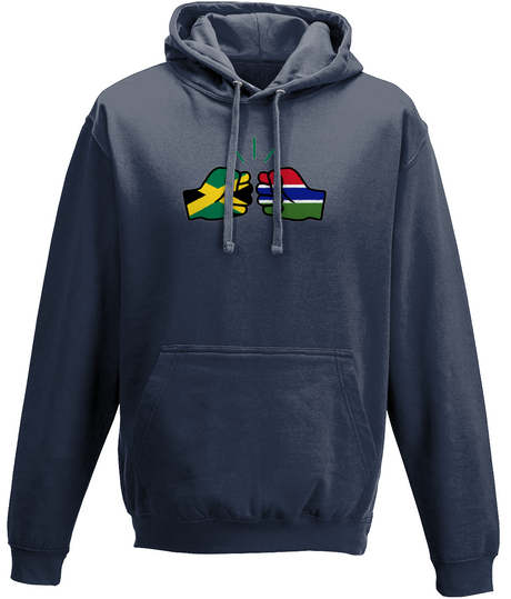 We Run Tings, Jamaica & Gambia, Dual Parentage, Unisex, Pull On Hoodie, Standard, Classic Fit, Green Stripe & Outline