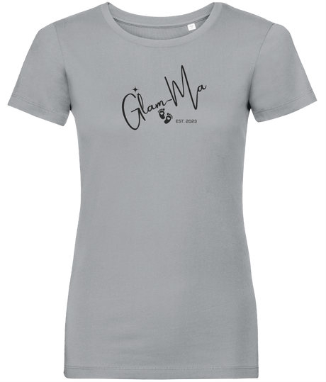 Glam-Ma, Est. 2023, Black Logo, Women's, Organic Ring Spun Cotton, Contemporary Shaped Fit T-Shirt
