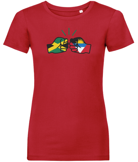 We Run Tings, Jamaica & Antigua, Dual Parentage, Women's, Organic Ring Spun Cotton T-Shirt, Outline