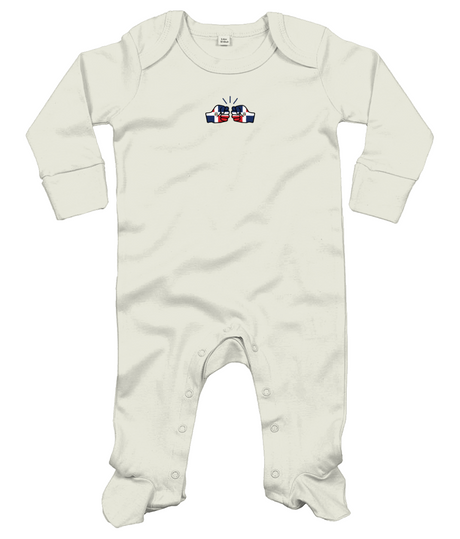 We Run Tings, Dominican Republic, Baby Organic Cotton Unisex Long Sleeve Sleepsuit/Bodysuit/Babygrow, 0-12mths