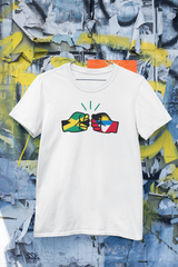 We Run Tings, Jamaica & Antigua, Dual Parentage, Men's, Organic Ring Spun Cotton T-Shirt, Outline