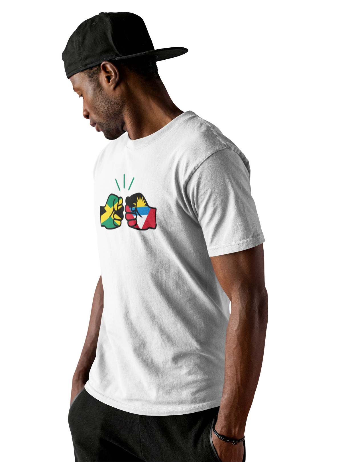 We Run Tings, Jamaica & Antigua, Dual Parentage, Men's, Organic Ring Spun Cotton T-Shirt, Outline