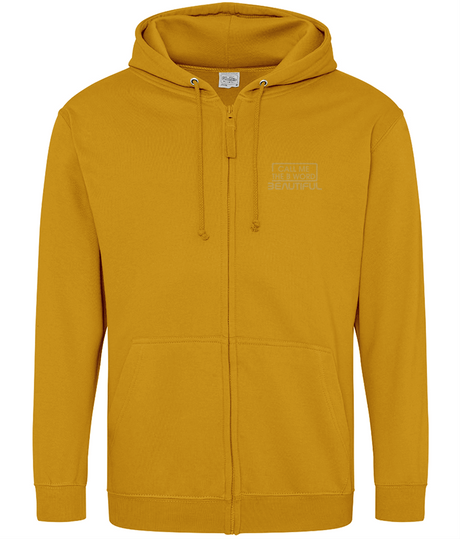 Call Me The B Word Beautiful, Cotton Zip Up Hoodie, Gold Logo, Various Colours