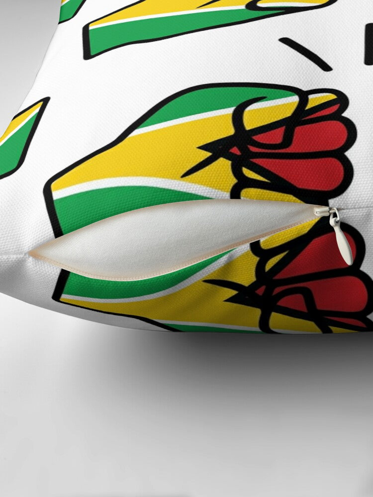 We Run Tings, Guyana Throw, Pillow, Cushion, White, 40 x 40cm