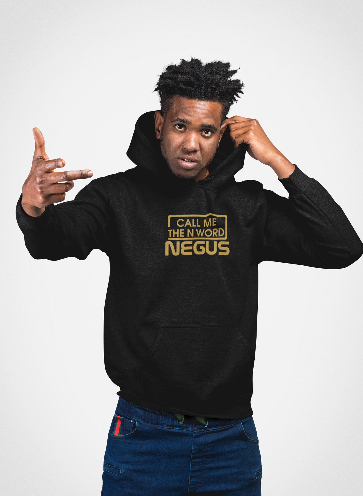 Call Me The N Word Negus Organic Ring-Spun Combed Cotton Hoodie, Gold Logo, Various Colours