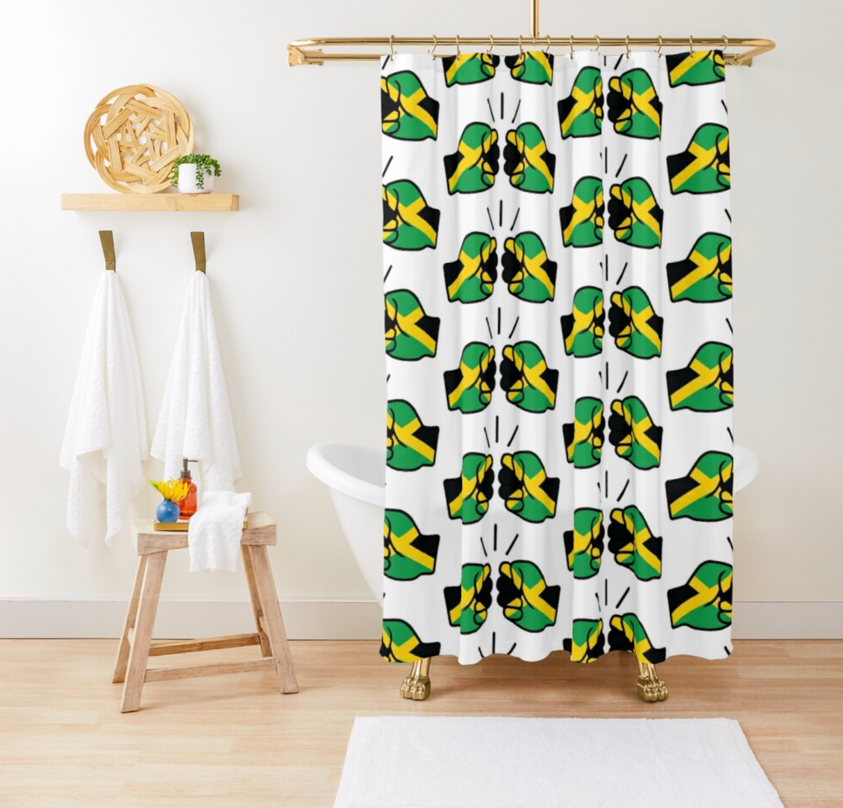 We Run Tings, Jamaica, Shower Curtain, 71 x 74" (180 x 188 cm)