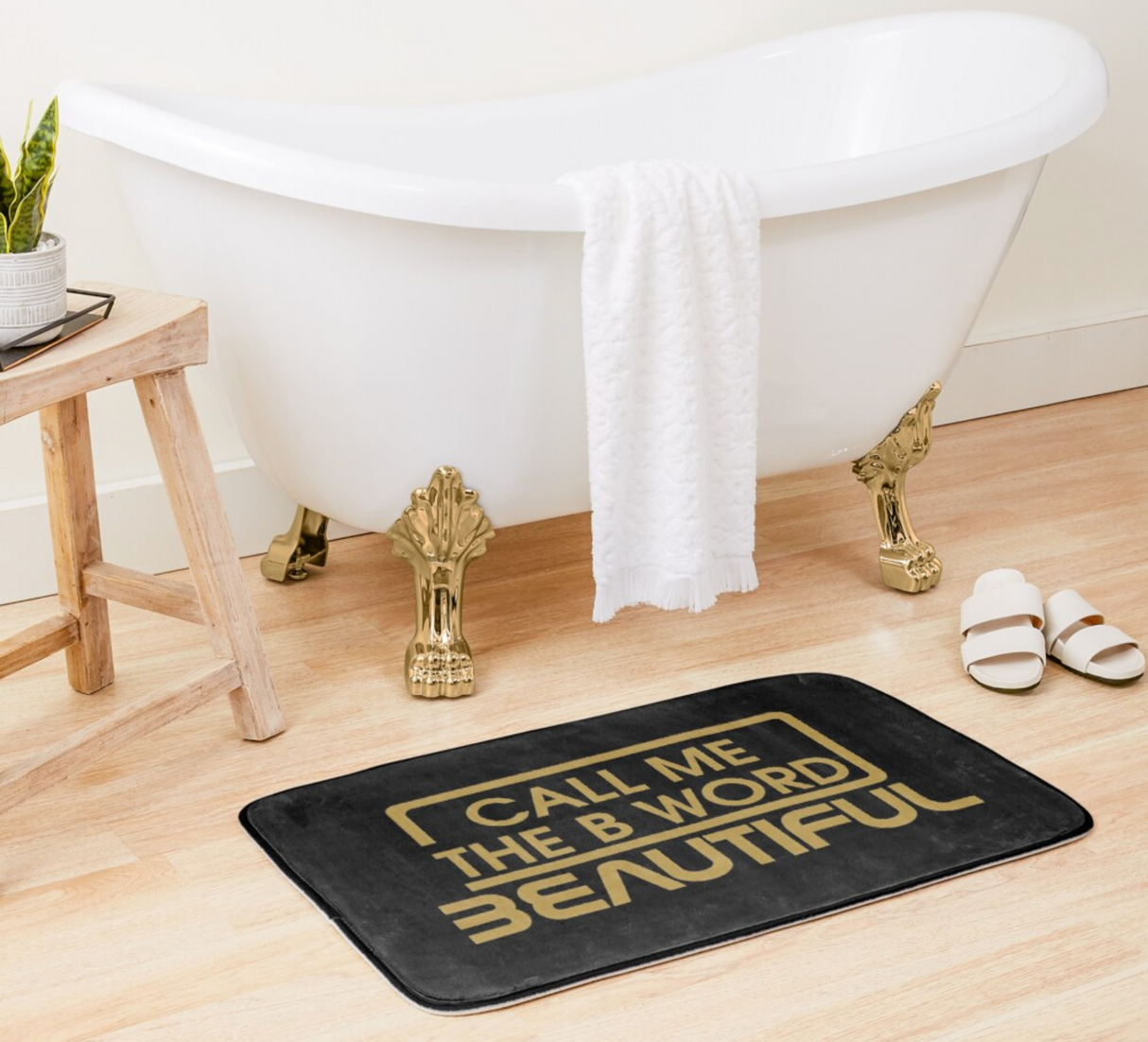 Call Me The B Word Beautiful, Bath Mat, 86 x 53cm