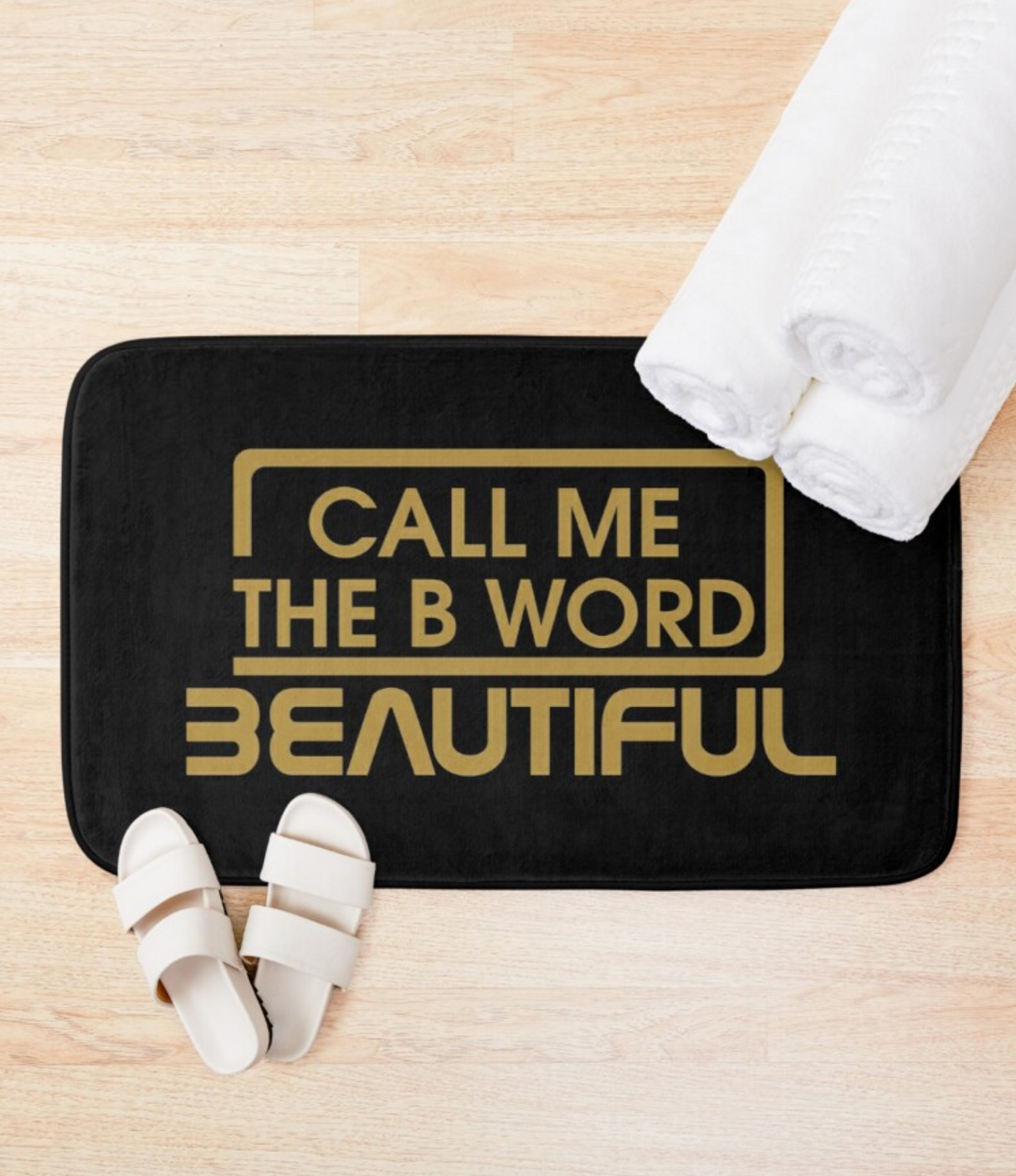 Call Me The B Word Beautiful, Bath Mat, 86 x 53cm