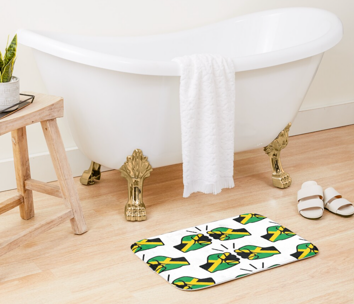 We Run Tings, Jamaica, Bath Mat, White, Non Slip