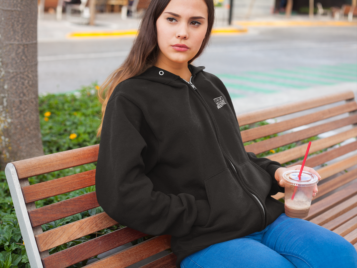 Call Me The B Word Beautiful, White Chest Logo, Cotton Zip Up Hoodie