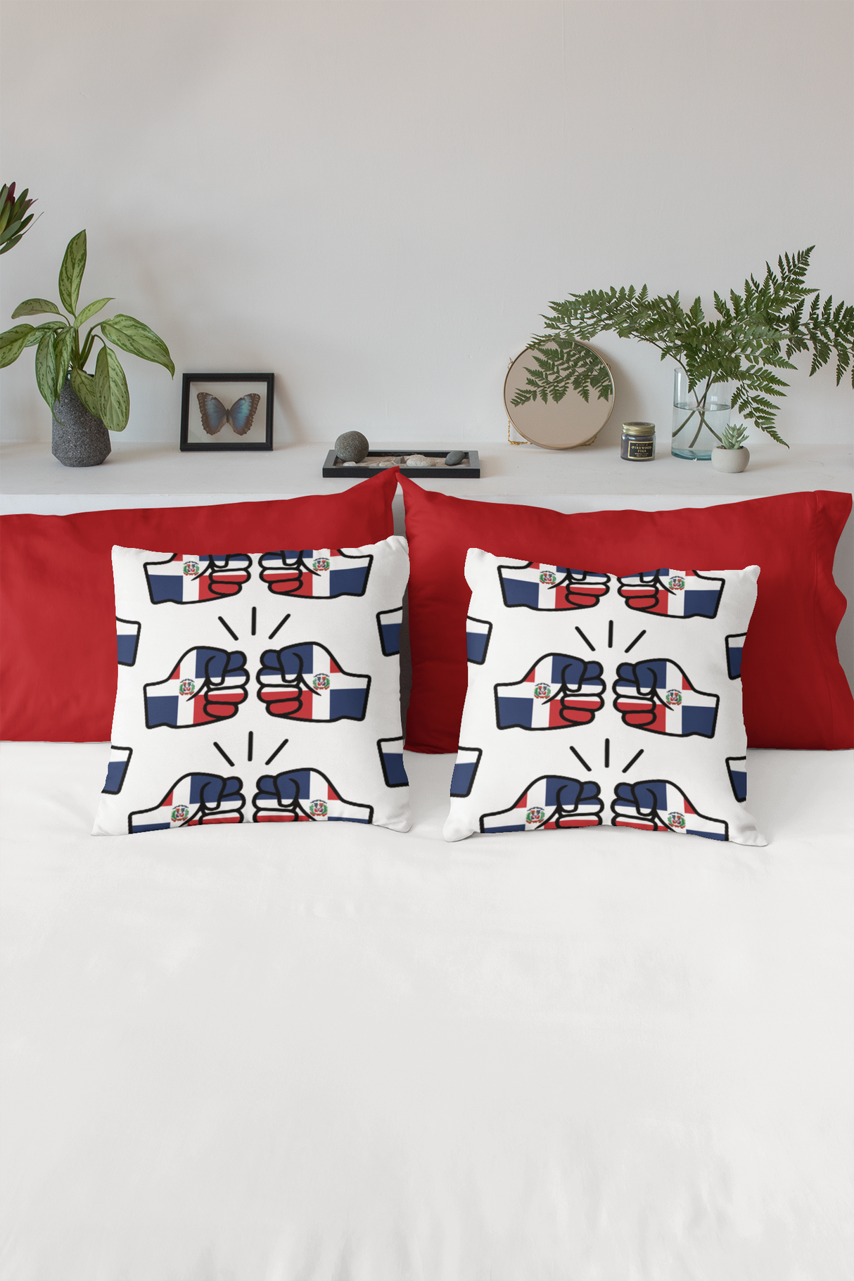 We Run Tings, Dominican Republic, Throw, Pillow, Cushion, White, 40 x 40cm
