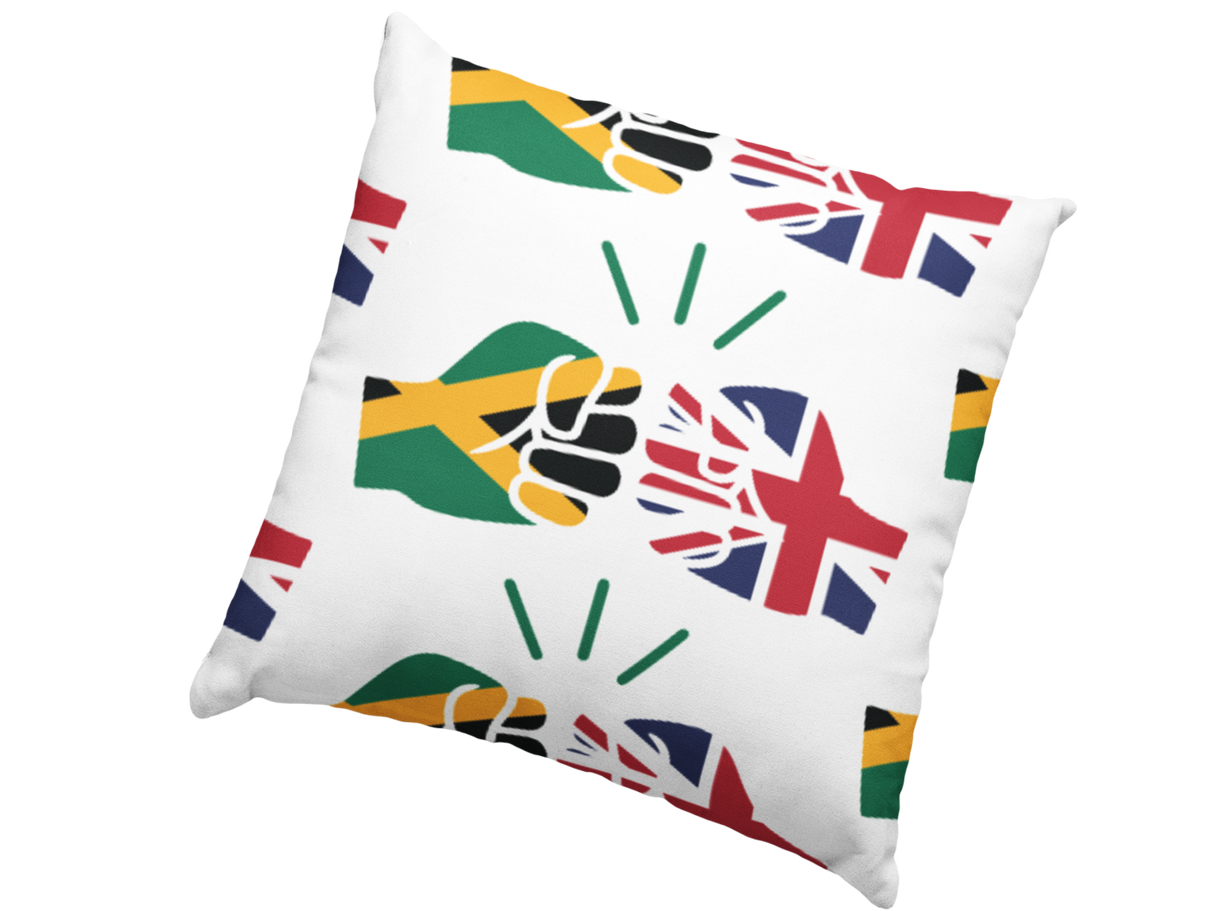 We Run Tings, Jamaica & United Kingdom, Dual Parentage, Throw, Pillow, Cushion, White, 40 x 40cm