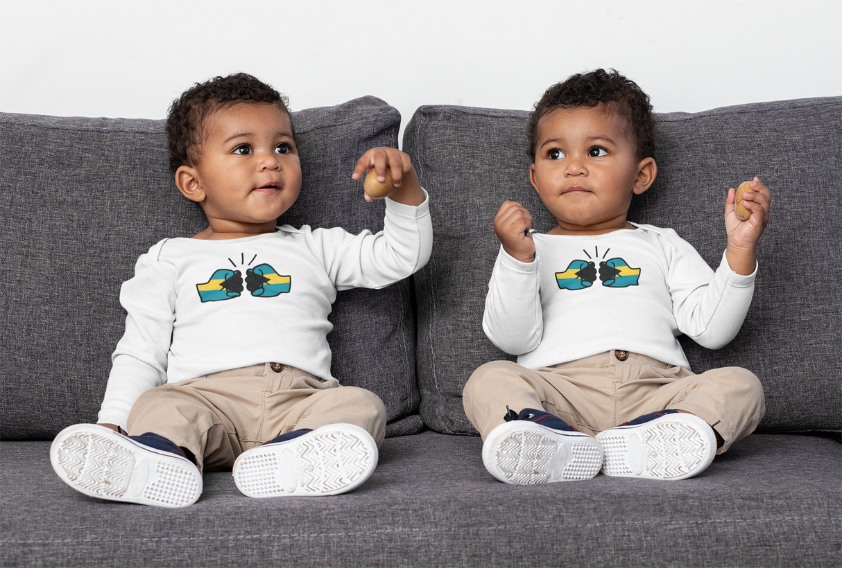 We Run Tings, Bahamas, Baby Organic Cotton Unisex Long Sleeve Sleepsuit/Bodysuit/Babygrow, 0-12mths