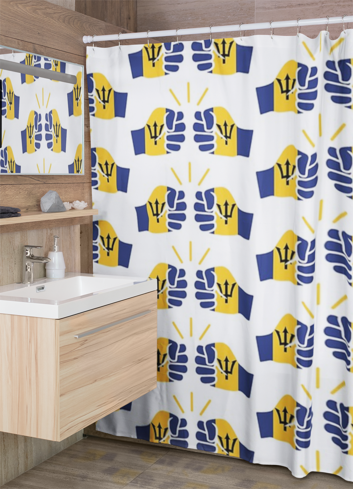 We Run Tings, Barbados, Shower Curtain, 71 x 74" (180 x 188 cm)