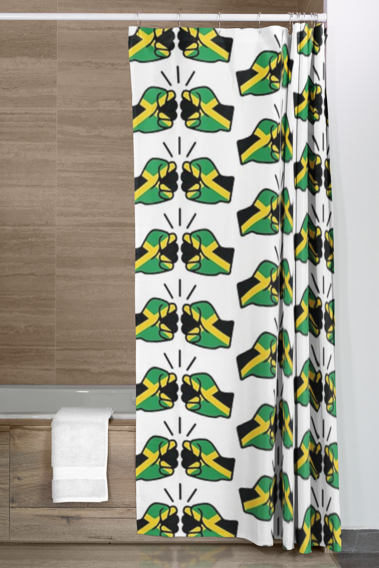 We Run Tings, Jamaica, Shower Curtain, 71 x 74" (180 x 188 cm)