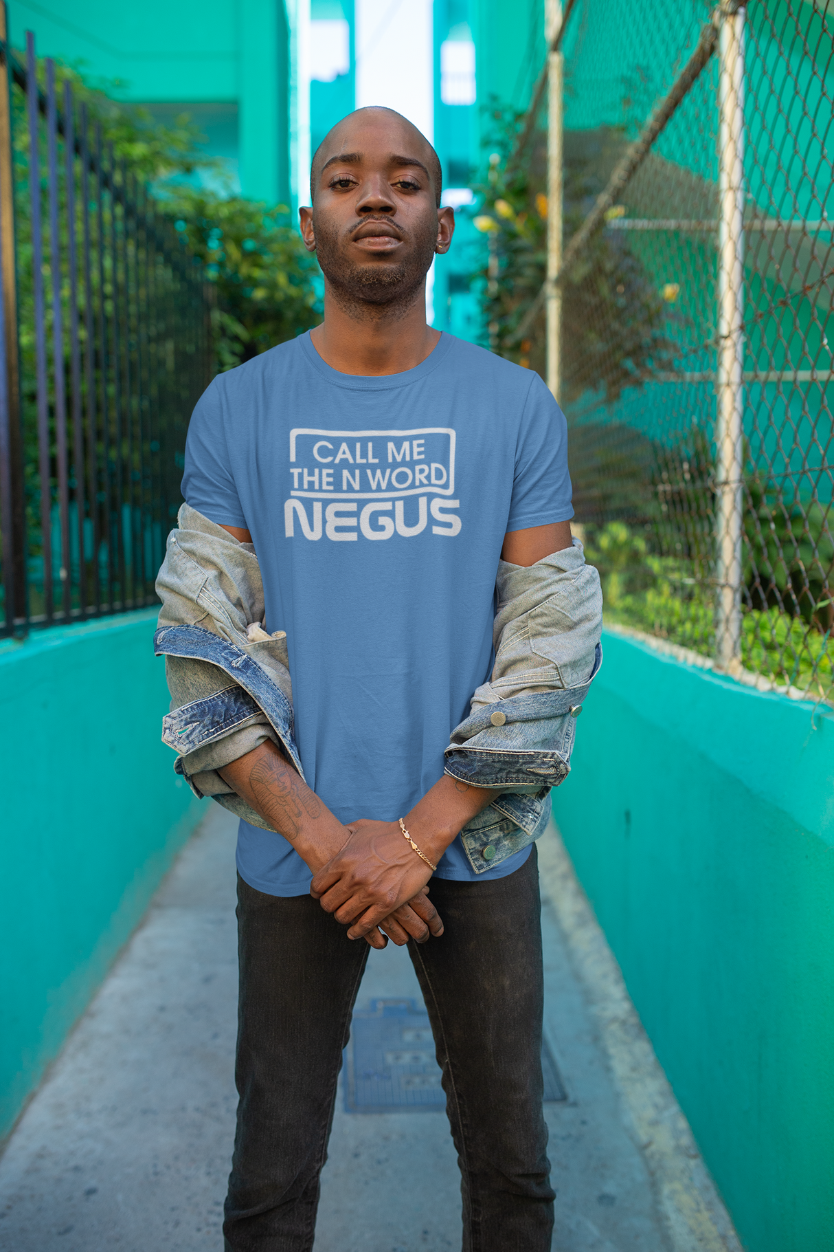 Call Me The N Word Negus, Men's, Organic Ring Spun Cotton T-Shirt, White Logo