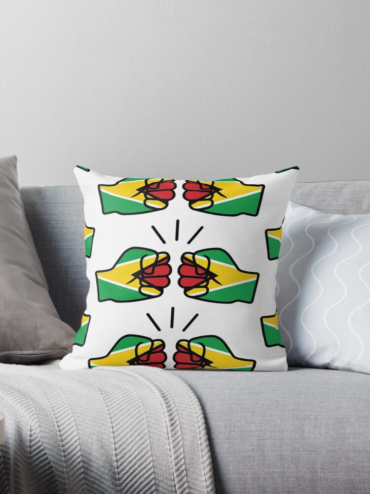 We Run Tings, Guyana Throw, Pillow, Cushion, White, 40 x 40cm