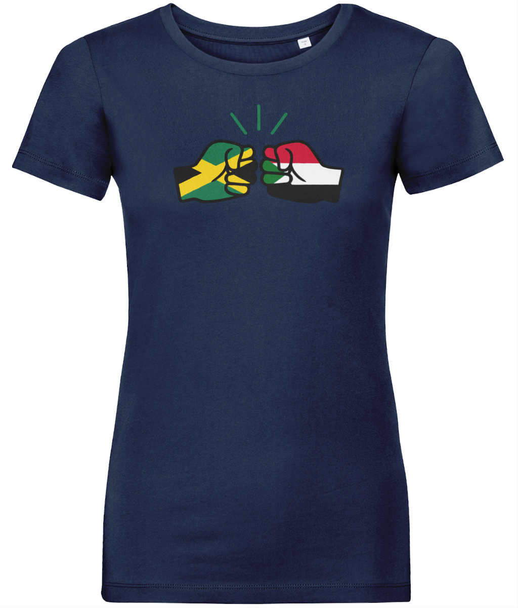 We Run Tings, Jamaica & Sudan, Dual Parentage, Women's, Organic Ring Spun Cotton T-Shirt, Outline