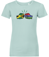 We Run Tings, Jamaica & Gambia, Dual Parentage, Women's, Organic Ring Spun Cotton T-Shirt, Outline
