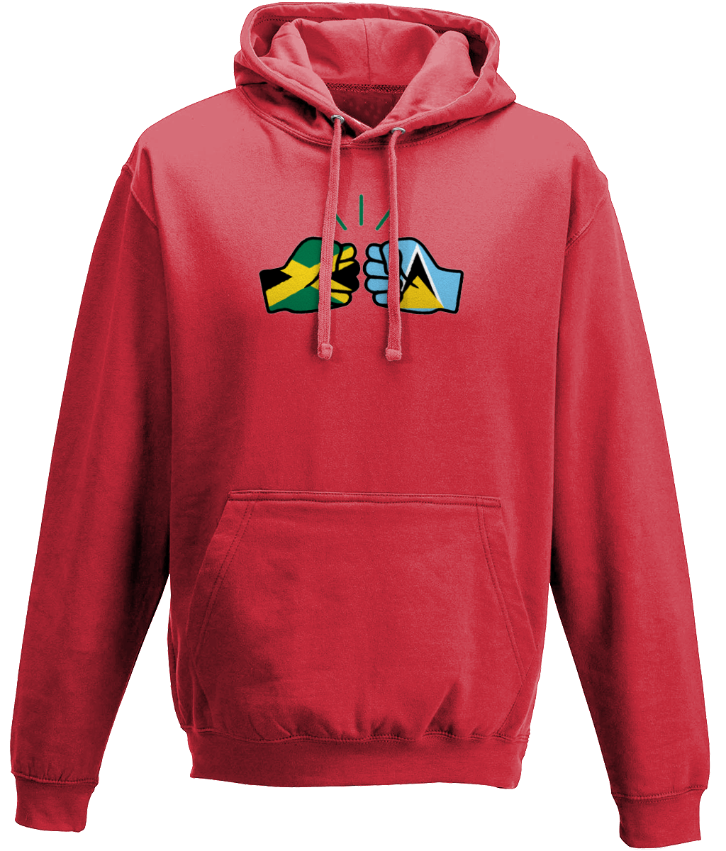 We Run Tings, Jamaica & St. Lucia, Dual Parentage, Unisex, Pull On Hoodie, Standard, Classic Fit, Green Stripe & Outline