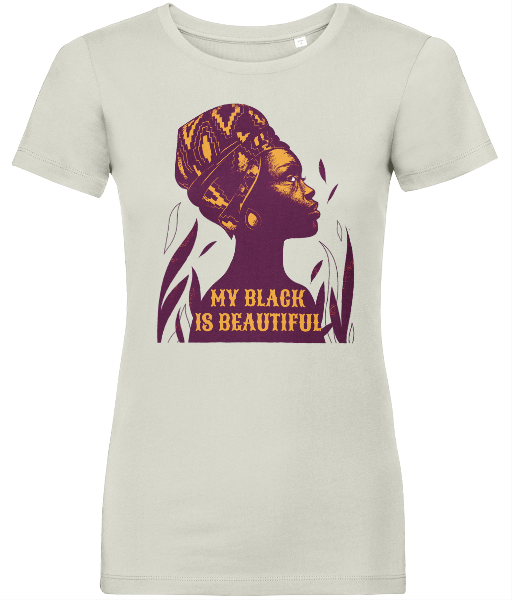My Black Is Beautiful Women's, Glow, Contemporary Shaped Fit Organic Cotton T-Shirt