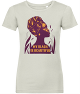 My Black Is Beautiful Women's, Glow, Contemporary Shaped Fit Organic Cotton T-Shirt