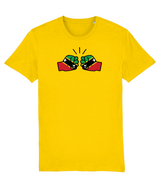 We Run Tings, St. Kitts & Nevis, Mens, Organic Ring Spun Cotton T-Shirt, Black Stripe & Outline