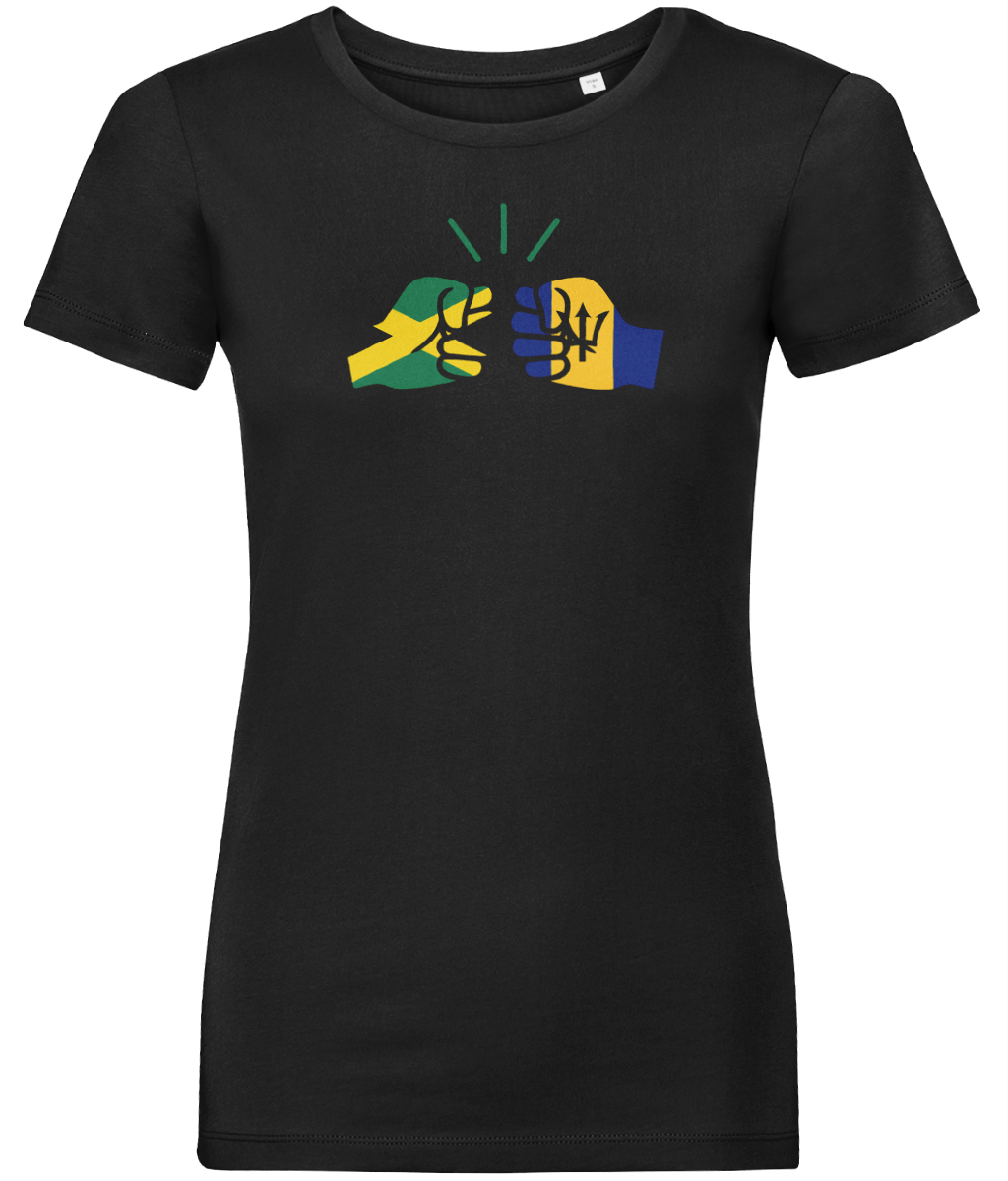 We Run Tings, Jamaica & Barbados, Dual Parentage, Women's, Organic Ring Spun Cotton T-Shirt, Outline