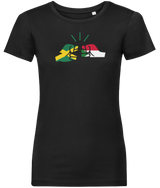 We Run Tings, Jamaica & Sudan, Dual Parentage, Women's, Organic Ring Spun Cotton T-Shirt, Outline