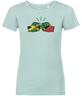 We Run Tings, Jamaica & St. Kitts, Dual Parentage, Women's, Organic Ring Spun Cotton T-Shirt, Outline
