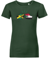 We Run Tings, Jamaica & Sudan, Dual Parentage, Women's, Organic Ring Spun Cotton T-Shirt, Outline