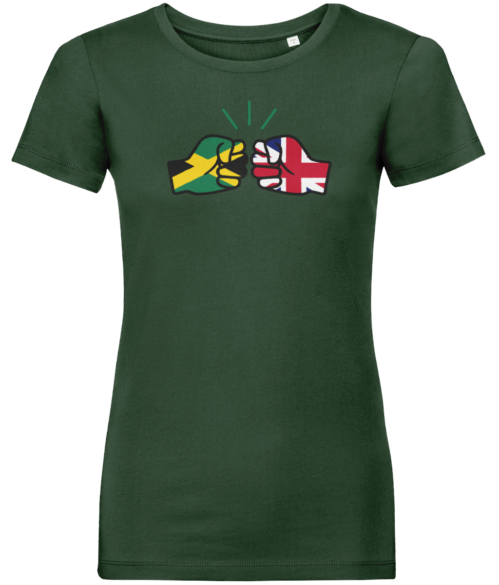 We Run Tings, Jamaica & United Kingdom, Dual Parentage, Women's, Organic Ring Spun Cotton T-Shirt, Outline