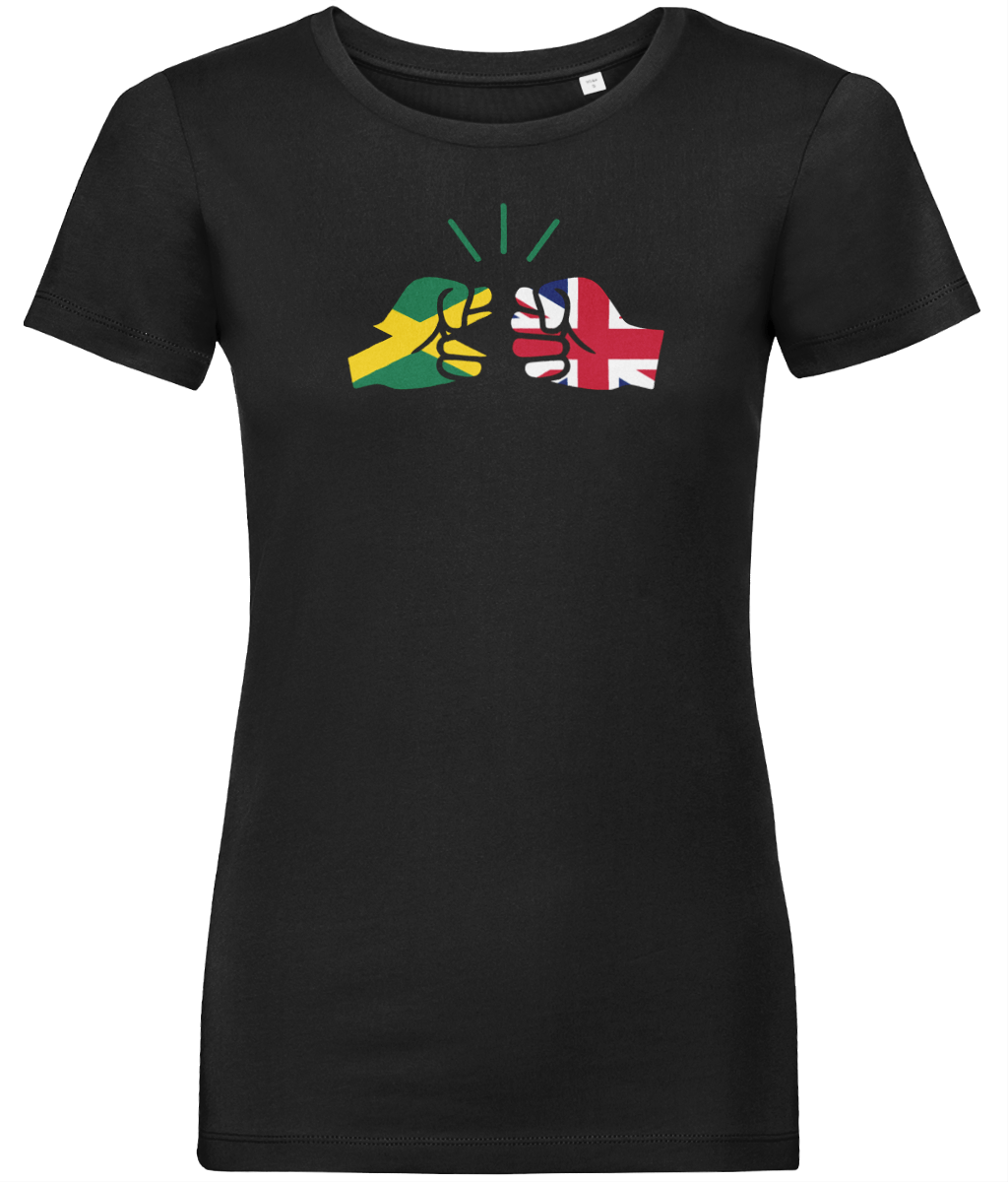 We Run Tings, Jamaica & United Kingdom, Dual Parentage, Women's, Organic Ring Spun Cotton T-Shirt, Outline