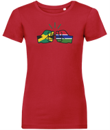 We Run Tings, Jamaica & Gambia, Dual Parentage, Women's, Organic Ring Spun Cotton T-Shirt, Outline