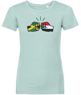 We Run Tings, Jamaica & Sudan, Dual Parentage, Women's, Organic Ring Spun Cotton T-Shirt, Outline