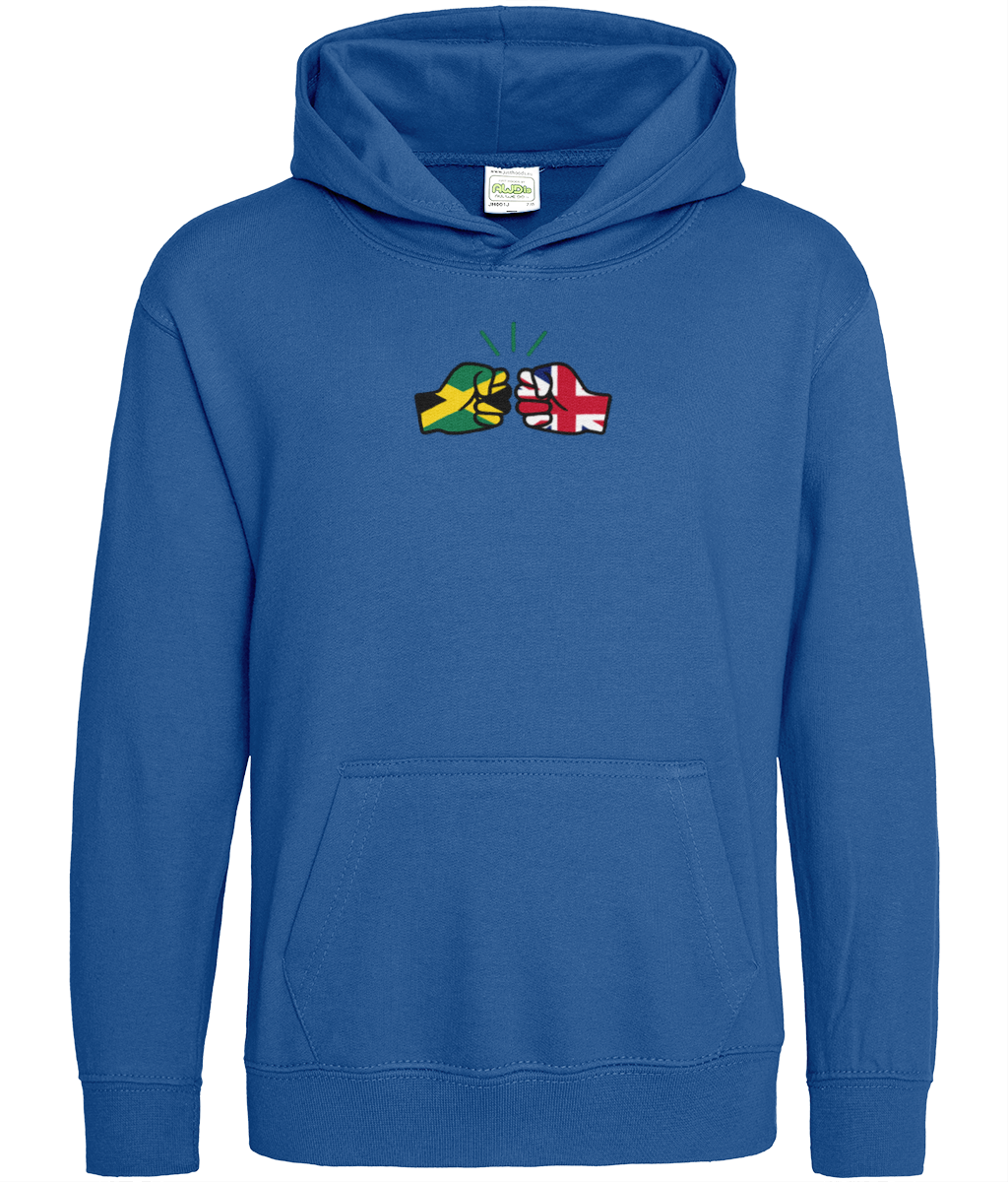 We Run Tings, Jamaica & United Kingdom, Dual Parentage, Boys, Girls, Kids, Pull On Hoodie, Green Stripe & Outline