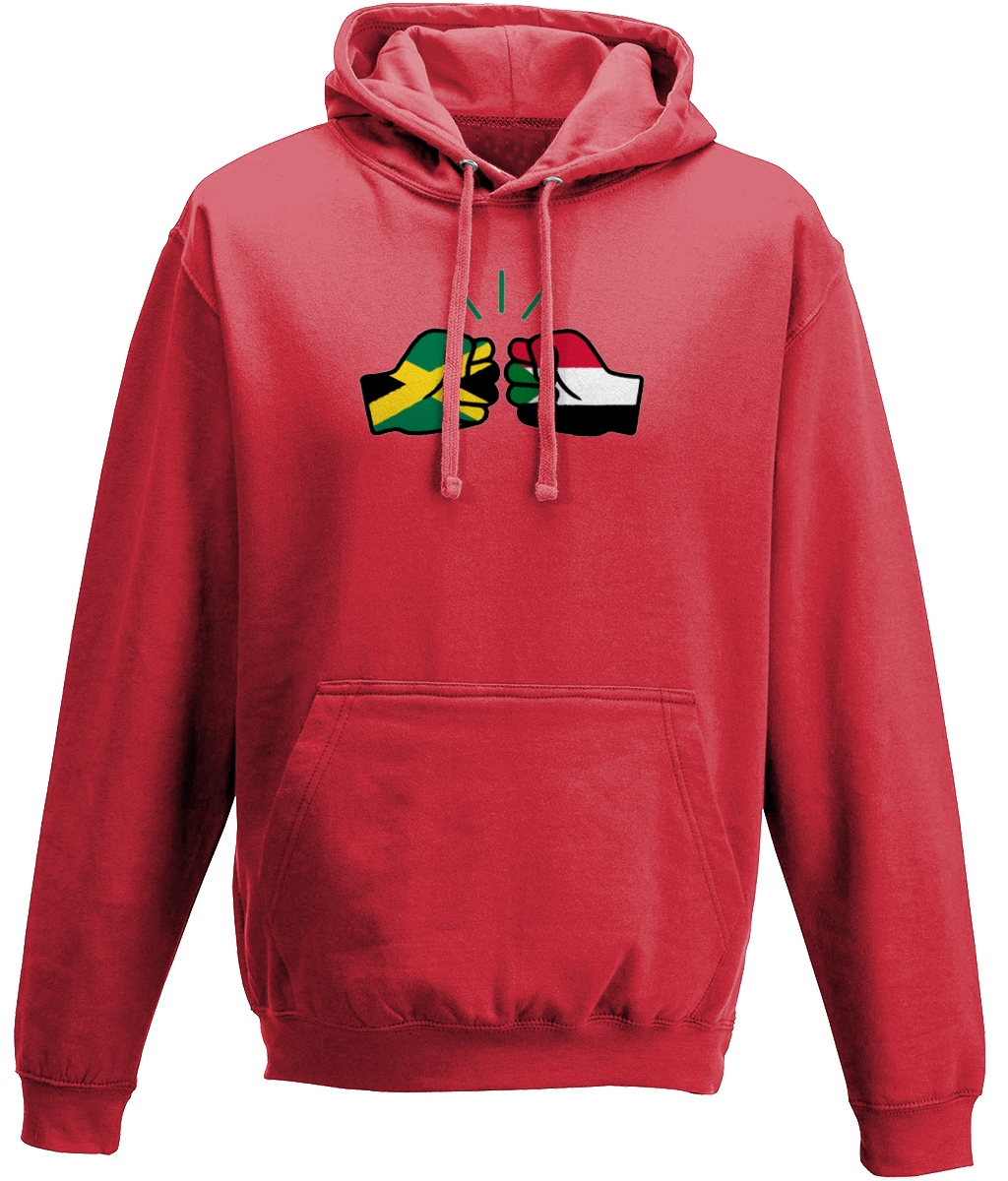 We Run Tings, Jamaica & Sudan, Dual Parentage, Unisex, Pull On Hoodie, Standard, Classic Fit, Green Stripe & Outline