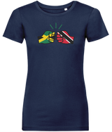 We Run Tings, Jamaica & Trinidad & Tobago, Dual Parentage, Women's, Organic Ring Spun Cotton T-Shirt, Outline