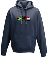 We Run Tings, Jamaica & Sudan, Dual Parentage, Unisex, Pull On Hoodie, Standard, Classic Fit, Green Stripe & Outline