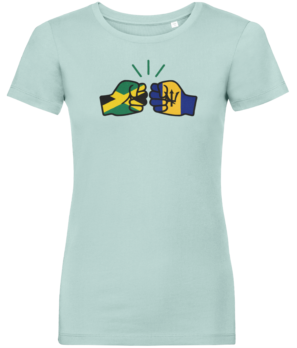 We Run Tings, Jamaica & Barbados, Dual Parentage, Women's, Organic Ring Spun Cotton T-Shirt, Outline