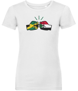 We Run Tings, Jamaica & Sudan, Dual Parentage, Women's, Organic Ring Spun Cotton T-Shirt, Outline